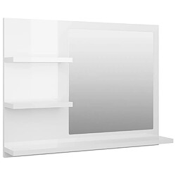 Maison Chic Miroir moderne de salle de bain,Décoration Miroir mural Bain Blanc brillant 60x10,5x45 cm Aggloméré -MN33952