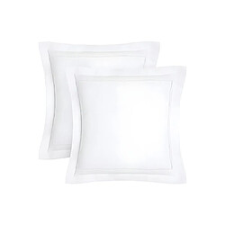 Vente-Unique Lot de 2 taies d'oreiller percale de coton 80 fils/cm² - 63 x 63 cm - Blanc - CHARMY de PALACIO 