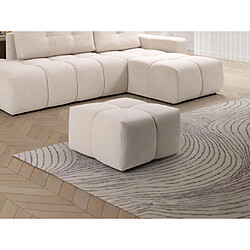 Vente-Unique Pouf carré en tissu texturé beige TRIMALDI