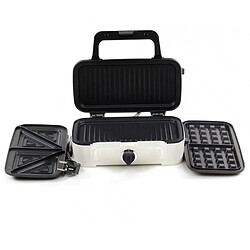 Appareil à Sandwich maker 3 en 1, Plaques Interchangeables, Gaufrier, Grille, 1200, Noir, MPM, MOP-33M