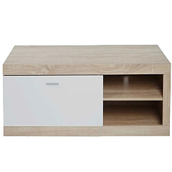 Avis Mendler Meuble TV HWC-L33, Table de télévision Table basse Armoire TV Commode, bois 43x140x41cm Compartiment de rangement, aspect chêne, blanc