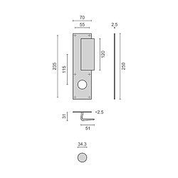 Poignée palière aluminium type Bastille trou de 34 argent - HERACLES - I-231103TR34