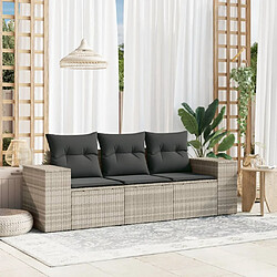 vidaXL Salon de jardin avec coussins 3 pcs gris clair résine tressée 