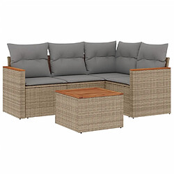 Maison Chic Ensemble à manger d'extérieur 5 pcs avec coussins,Salon de jardin,Mobilier de jardin mélange beige résine tressée -GKD857763