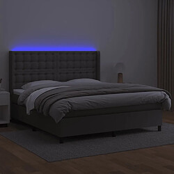 Avis Sommier à lattes et matelas LED,Cadre à lattes de lit pour Adulte Gris 180x200 cm Similicuir -MN31584