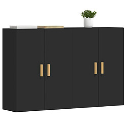 Avis Maison Chic Lot de 2 Armoires murales,Meuble de Rangement,Armoire Suspendue noir bois d'ingénierie -MN56859