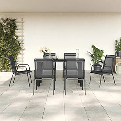 vidaXL Ensemble à manger de jardin 7 pcs noir textilène et acier