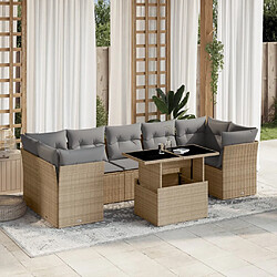 vidaXL Salon de jardin avec coussins 8 pcs beige résine tressée 