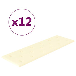 vidaXL Panneaux muraux 12 pcs Crème 90x30 cm Similicuir 3,24 m²