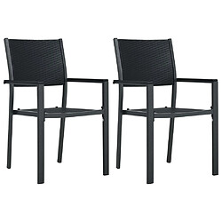 vidaXL Chaises de jardin lot de 2 Noir Plastique Aspect de rotin