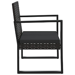 Acheter vidaXL Salon de jardin 3 pcs avec coussins Noir Résine tressée