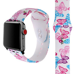 Wewoo Courroie d'impression en silicone pour Apple Watch séries 5 et 4 40 mm motif papillon rose 