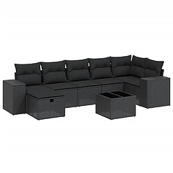 vidaXL Salon de jardin 8 pcs avec coussins noir résine tressée