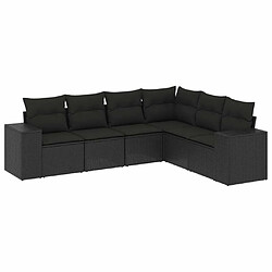 Maison Chic Salon de jardin 6 pcs avec coussins | Ensemble de Table et chaises | Mobilier d'Extérieur noir résine tressée -GKD35346