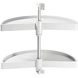 Emuca Jeu de plateaux tournants demi-lune blanc Shelvo Plateaux de 75 cm