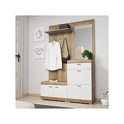 Bestmobilier Thea - meuble d'entrée - bois et blanc - 135 cm - style scandinave