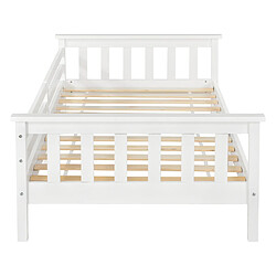 Lit d'Enfant Design Cadre Stylé Structure Solide Capacité de Charge 100 kg Bois de Pin Contreplaqué 200 x 90 cm Blanc Mat Laqué [en.casa] pas cher