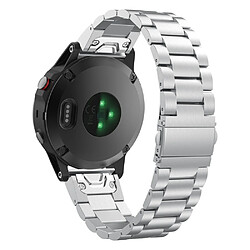 Wewoo Bracelet pour montre connectée Garmin Fenix 5 de en acier inoxydable à trois perles métal ?Argent?Taille 20 MM