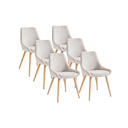 Vente-Unique Lot de 6 chaises en tissu et hêtre - Beige - MASURIE