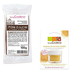 Scrapcooking Pâte à sucre marron 100 g + paillettes dorées