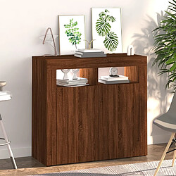 Maison Chic Buffet commode,console avec lumières LED pour rangement chêne marron 80x35x75 cm -MN37078 pas cher