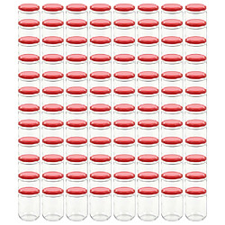 vidaXL Pots à confiture avec couvercle rouge 96 pcs Verre 230 ml