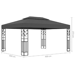 vidaXL Tonnelle avec double toit et lumières LED 3x4 m Anthracite pas cher