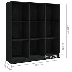 vidaXL Bibliothèque/Séparateur de pièce Noir 104x33,5x110cm Pin massif pas cher