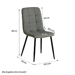 Avis Decoshop26 Lot de 4 chaises de salle à manger cuisine confortable et moderne en tissu gris pieds en métal noir CDS06201