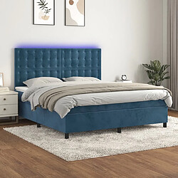 vidaXL Sommier à lattes de lit matelas et LED Bleu foncé 160x200 cm 