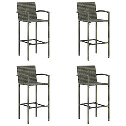 vidaXL Tabourets de bar lot de 4 gris résine tressée