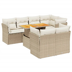 vidaXL Salon de jardin avec coussins 8 pcs beige résine tressée