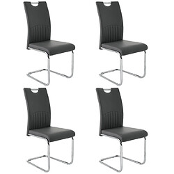 ComfortXL Lot De 4 Chaises Chasie Freischwinger, Structure En Métal Chromé, Gris Foncé