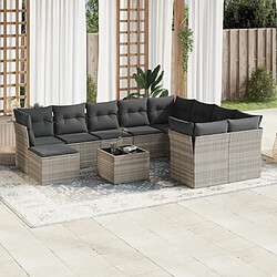 vidaXL Salon de jardin 11 pcs avec coussins gris clair résine tressée