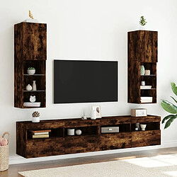 Avis Maison Chic Meuble TV avec lumières LED, Banc TV pour salon, Meuble de rangement chêne fumé 30,5x30x102 cm -GKD75780