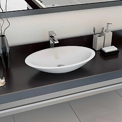 vidaXL Lavabo 59,3x35,1x10,7 cm Fonte minérale/marbre Blanc 