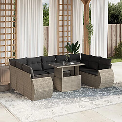 vidaXL Salon de jardin avec coussins 10 pcs gris clair résine tressée