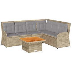 vidaXL Salon de jardin avec coussins 5 pcs beige résine tressée