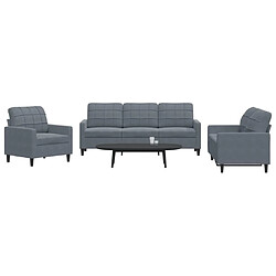 vidaXL Ensemble de canapés 3 pcs avec coussins Gris foncé Velours 