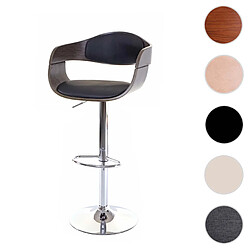 Mendler Tabouret de bar HWC-A47, chaise de bar, bois courbé, design rétro ~ gris, similicuir noir