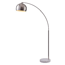 Lampadaire Arquer arc lampe de salon abat-jour nickel blanc argenté pied marbre Teamson Home VN-L00010BN-EU