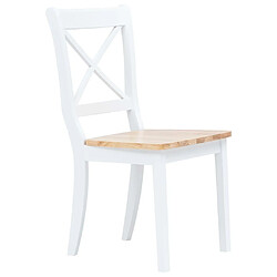 Maison Chic Lot de 4 Chaises à manger,Chaise pour cuisine blanc et bois clair bois hévéa massif -MN13796