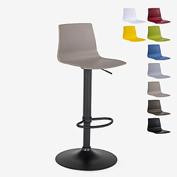 Tabouret bar de cuisine design noir mat réglable en hauteur Grand Soleil Imola Matt, Couleur: Beige Juta 