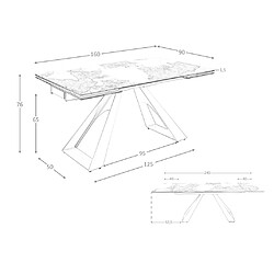 Angel Cerda Table à manger à rallonge rectangulaire marbre porcelaine et acier couleur champagne pas cher