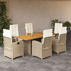 vidaXL Ensemble à manger de jardin coussins 7 pcs mélange beige rotin 