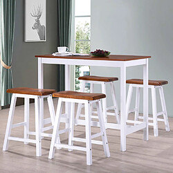 vidaXL Table et tabouret de bar 5 pcs Bois massif