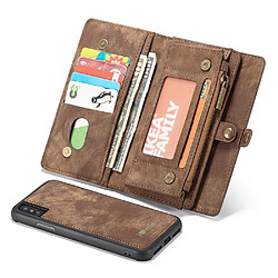 NOUVEAU CASEME Apple iPhone X / XS 2-in-1 14 emplacements Wallet Zip étui en cuir marron