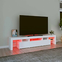 Maison Chic Meuble TV avec lumières LED, Banc TV pour salon, Meuble de rangement Blanc 200x36,5x40 cm -GKD36370 pas cher