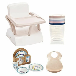 Thermobaby Rehausseur de chaise pour enfant + Boîtes de conservation + Coffret vaisselle micro-ondes + Bavoir semi-rigide