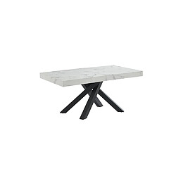 Vente-Unique Table à manger extensible 6 à 10 personnes en MDF et métal - Effet marbre blanc et noir - CATONAV pas cher